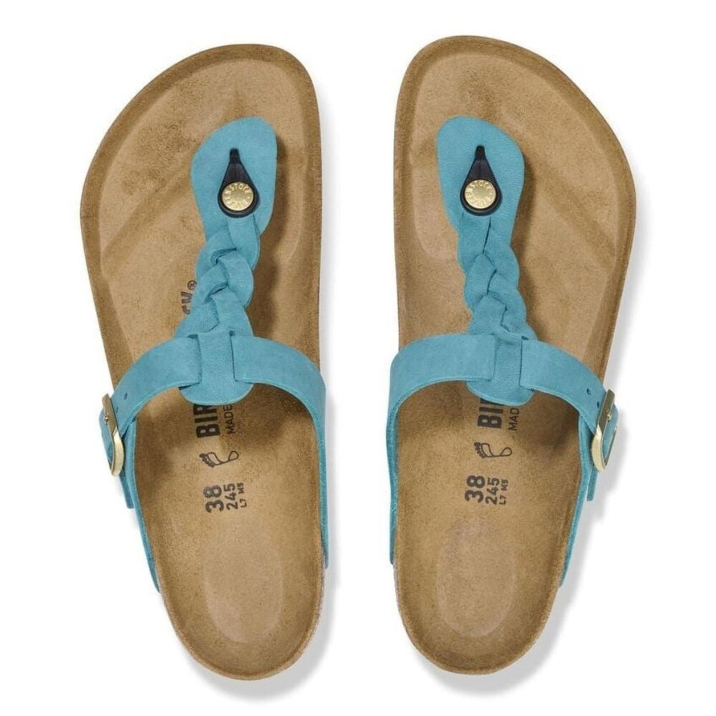 Gizeh Biscay Bay Blue Braided Oiled Leather Sandals