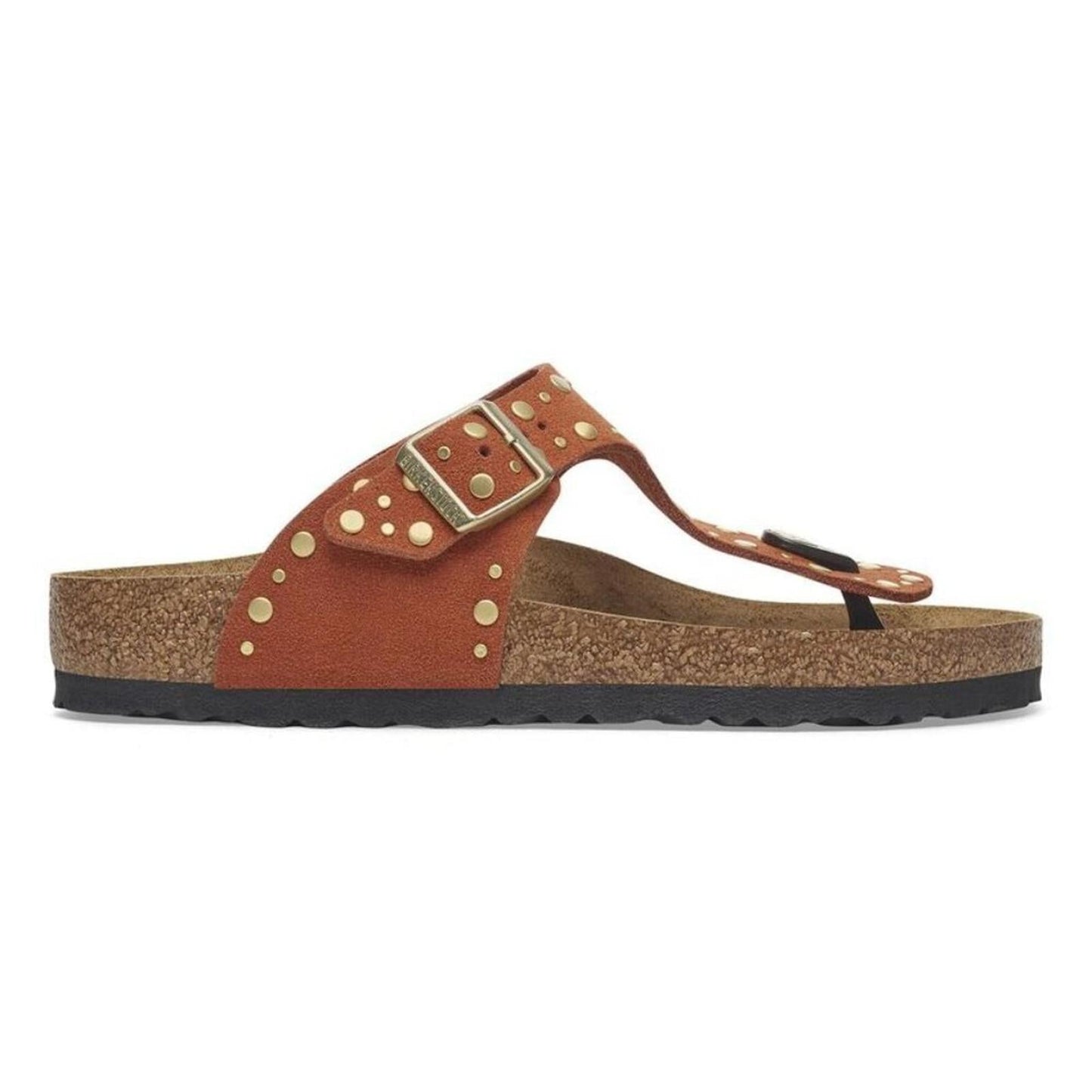 Gizeh Rivets Dark Rust Suede Leather Sandals