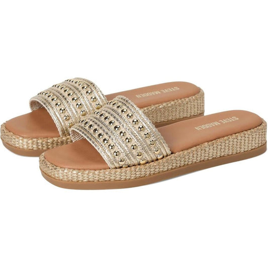 Steve Madden Shoes Boardwalk Natural Multi Slide Sandals