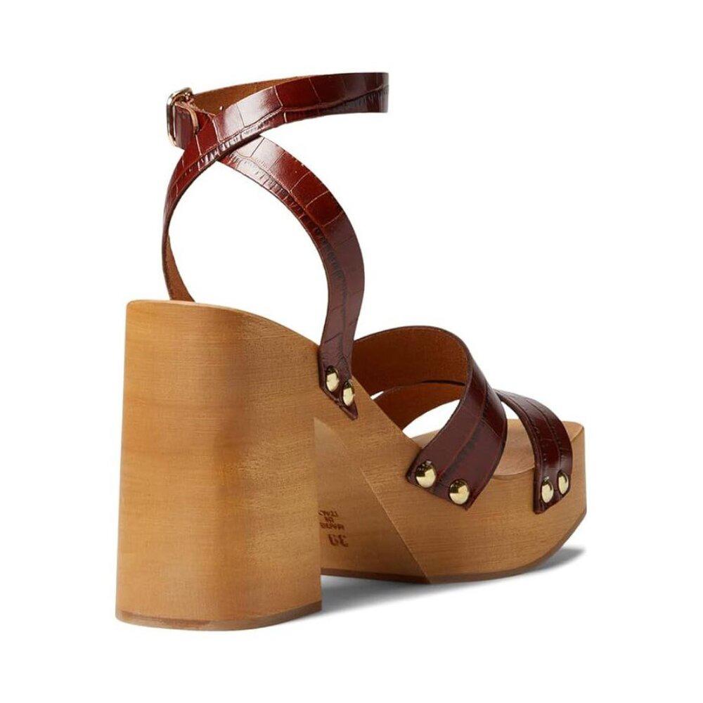 Free People Sandals Mallory Brown Leather Clog Heels
