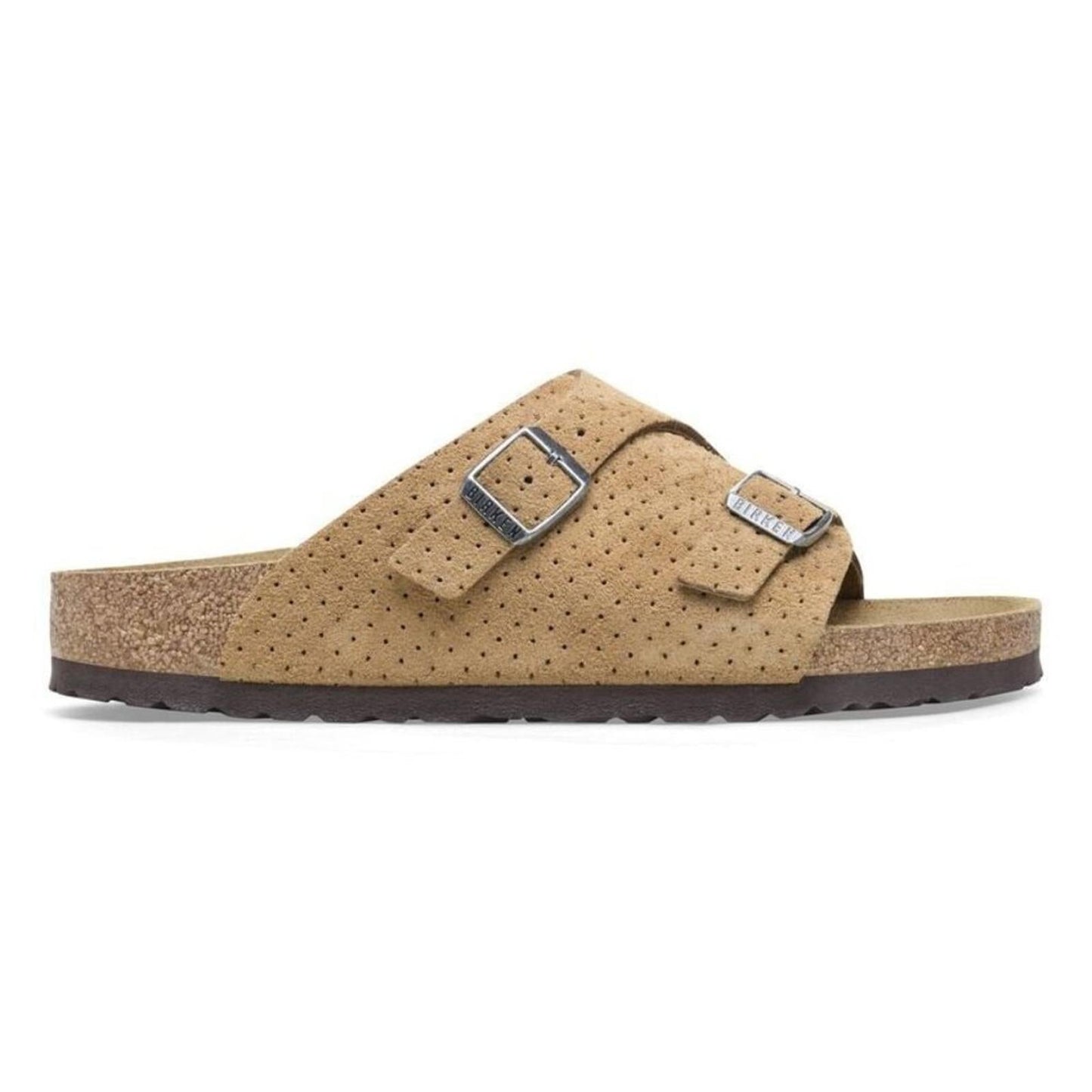 Zurich Suede Embossed Dotted New Beige Leather Sandals