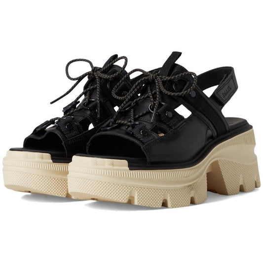 Rein CB Black Leather Lace Platform Sandals