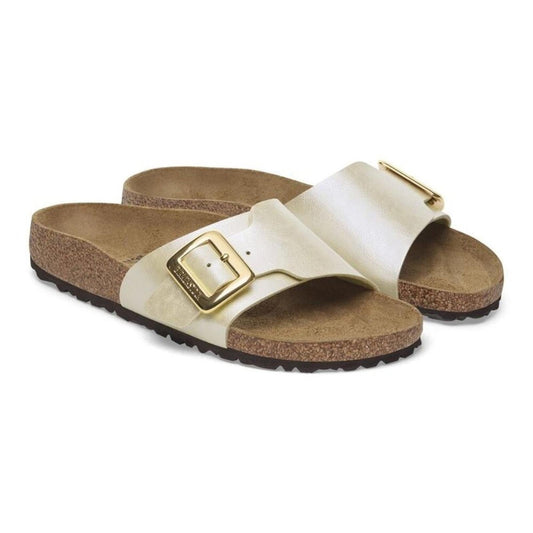 Catalina Luxe Buckle Graceful Pearl White Birko Flor Sandals