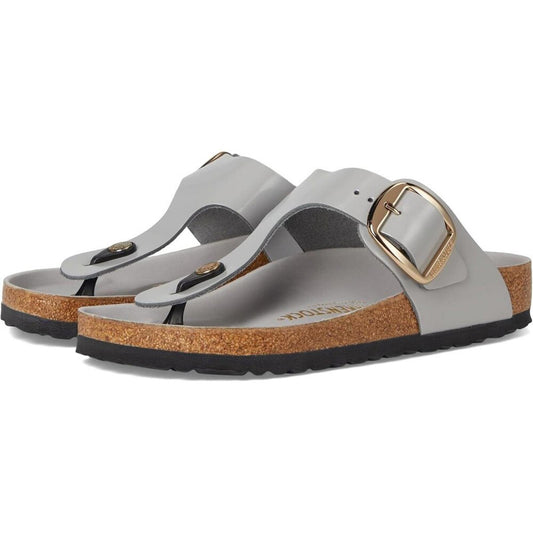 Gizeh Stone Coin Big Buckle High Shine Sandal