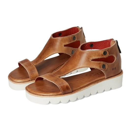 Soni 2 Tan Rustic Leather Platform Sandals