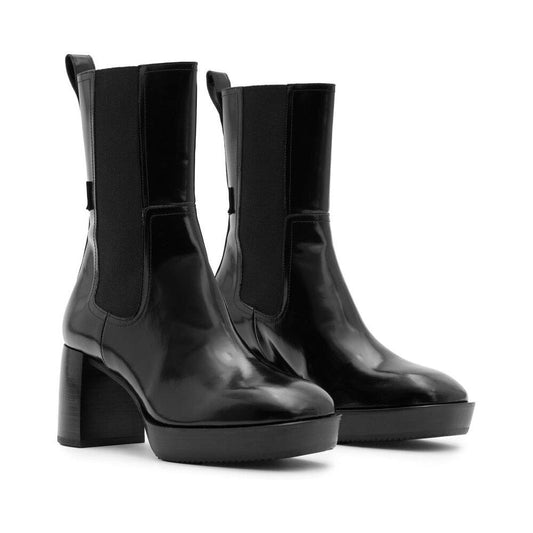 Lottie Black Patent Leather Heeled Ankle Boots
