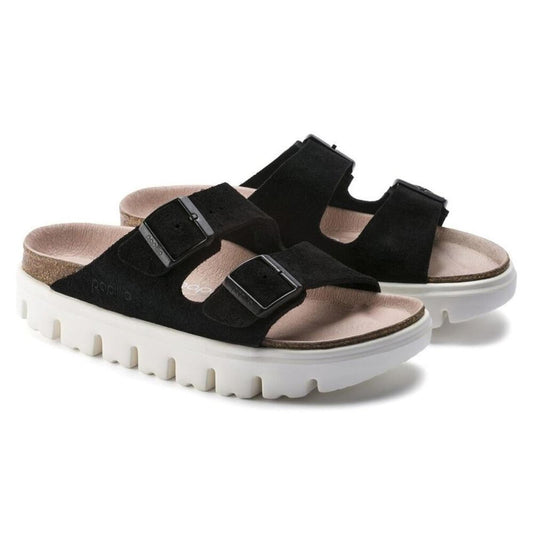Arizona Chunky Black Suede Leather Sandals