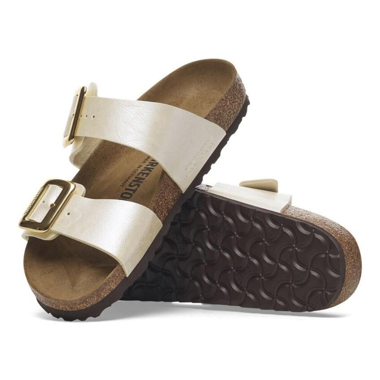 Sydney Luxe Buckle Graceful Pearl White Birko Flor Sandals