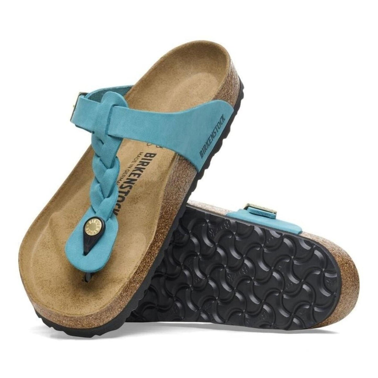 Gizeh Biscay Bay Blue Braided Oiled Leather Sandals