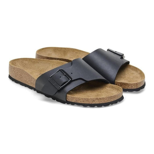 Catalina Black Leather Birko Flor Sandals