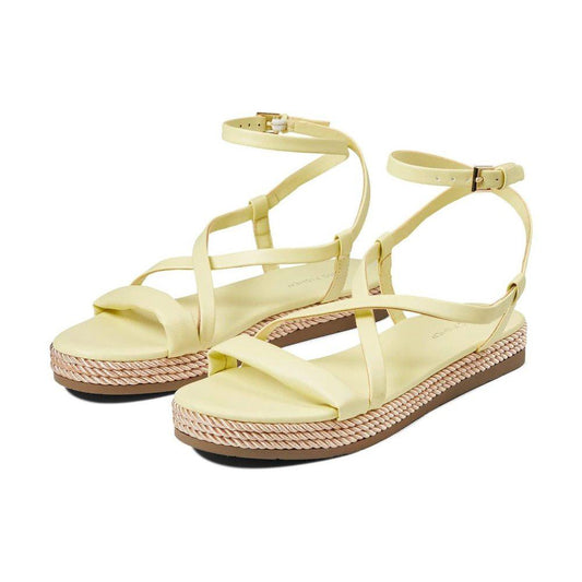 Natelea Yellow Strappy Flat Sandals