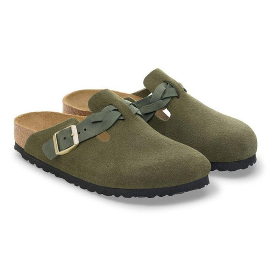 Boston Braided Thyme Suede Leather Clogs