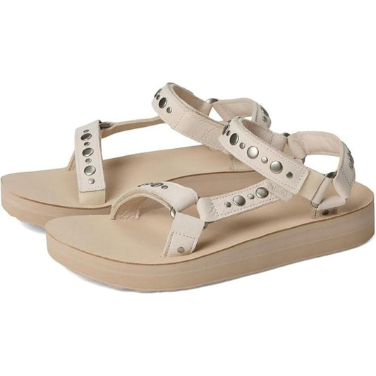 Midform Universal Coconut White Pepper Studded Strap Sandals