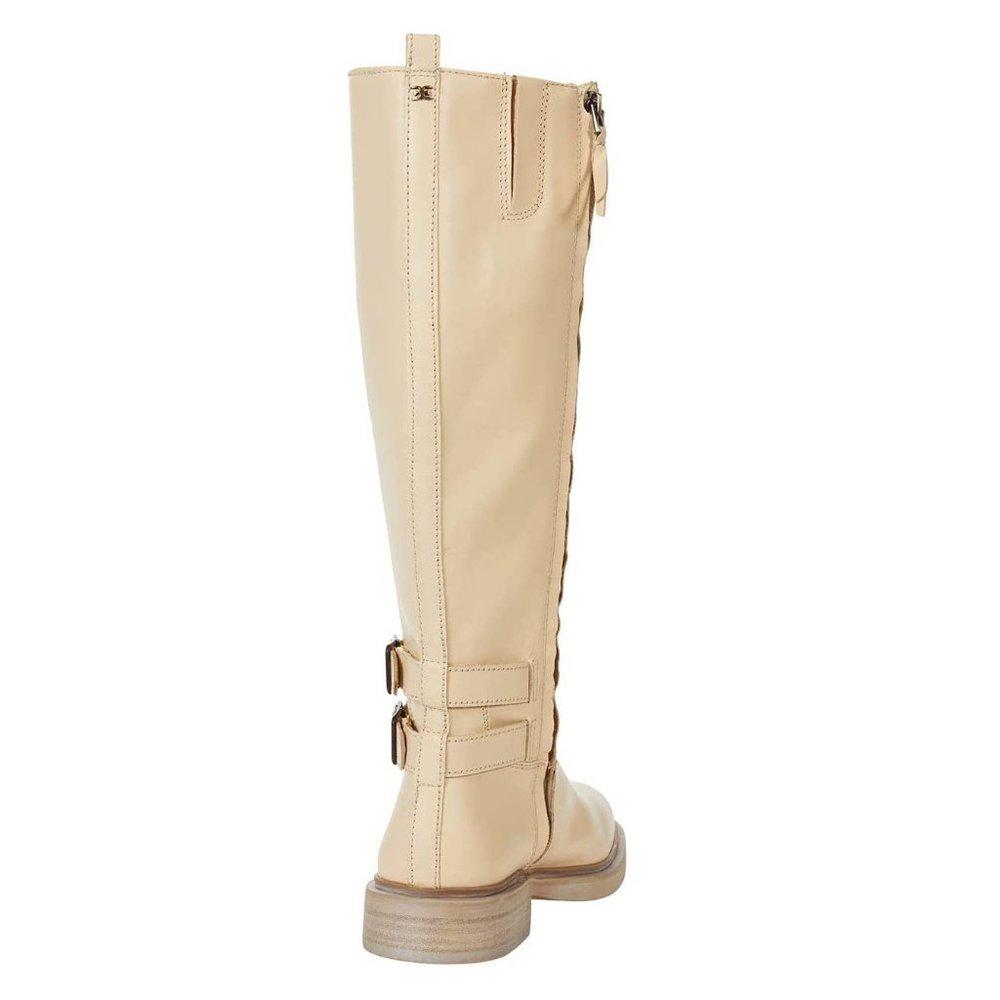 Freda White Leather Knee High Boots