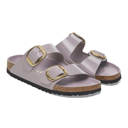 Arizona Hammered Big Buckle High-Shine Faded Purple Sandals