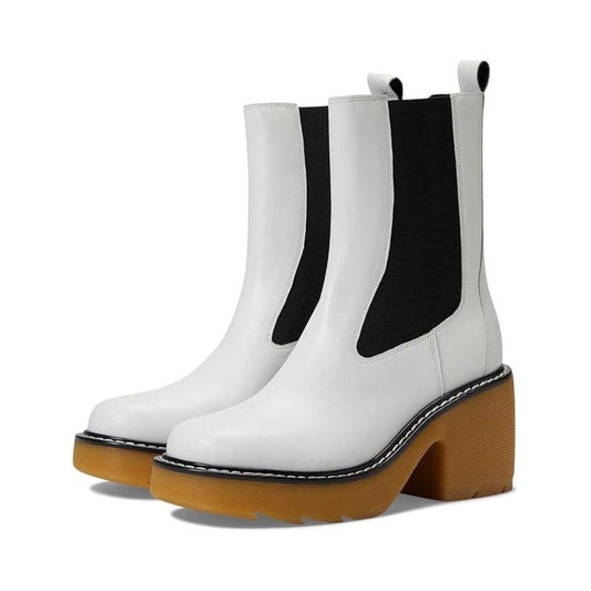 Fredy White Leather Heeled Chelsea Boots